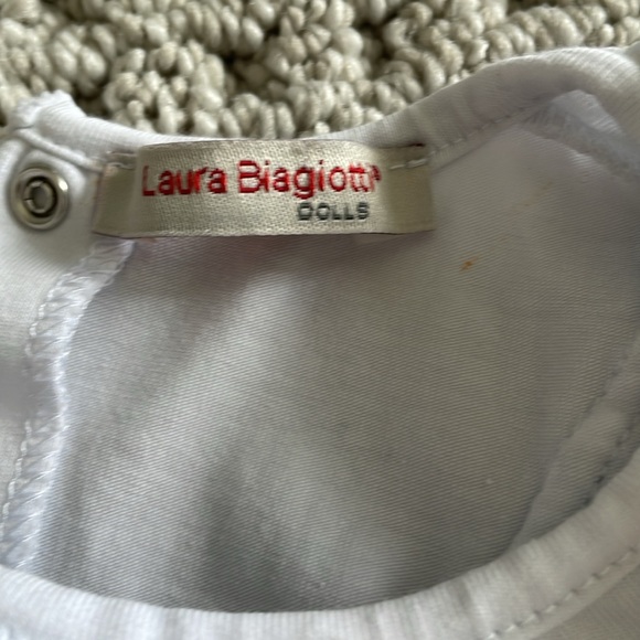 Laura Biagiotti Dolls White Romper with Bunnies and Rhinestones 9M - Picture 4 of 4